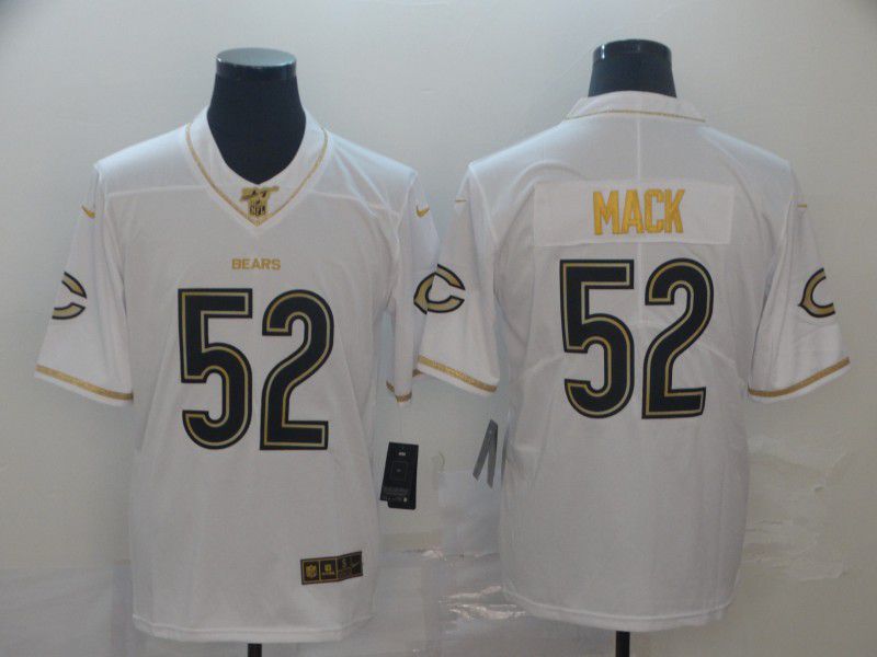 Men Chicago Bears #52 Mack White Retro gold character Nike NFL Jerseys->oakland raiders->NFL Jersey